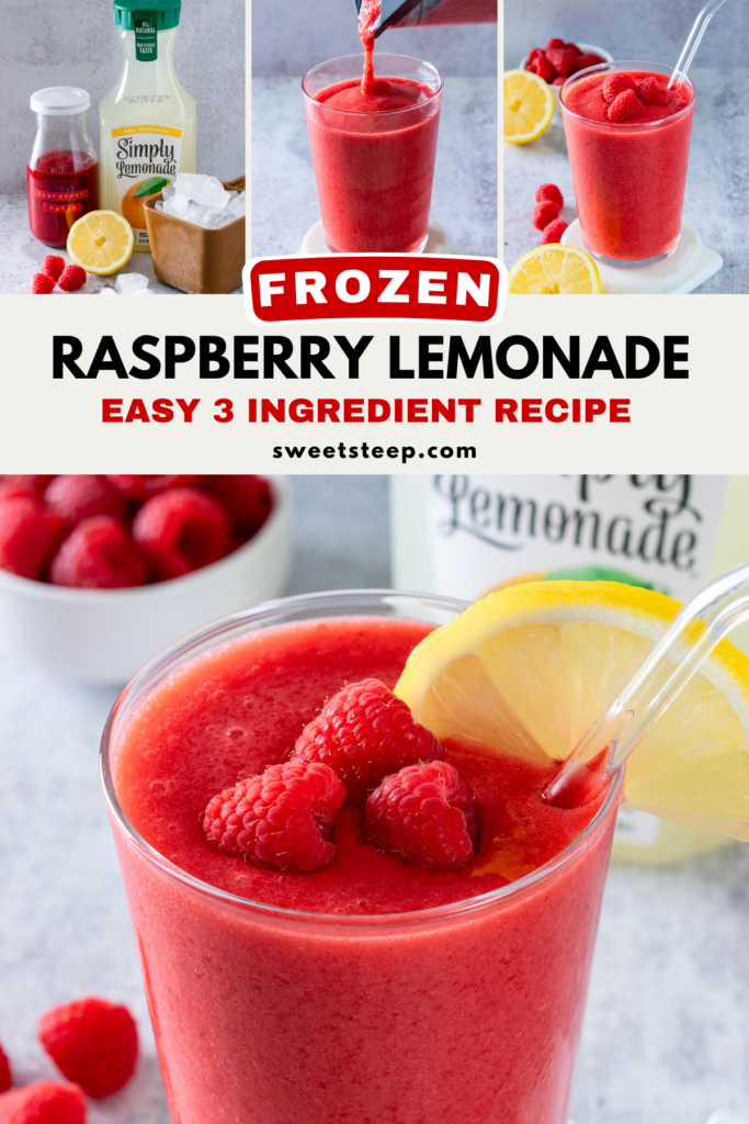 Pinterest pin for easy frozen raspberry lemonade recipe.